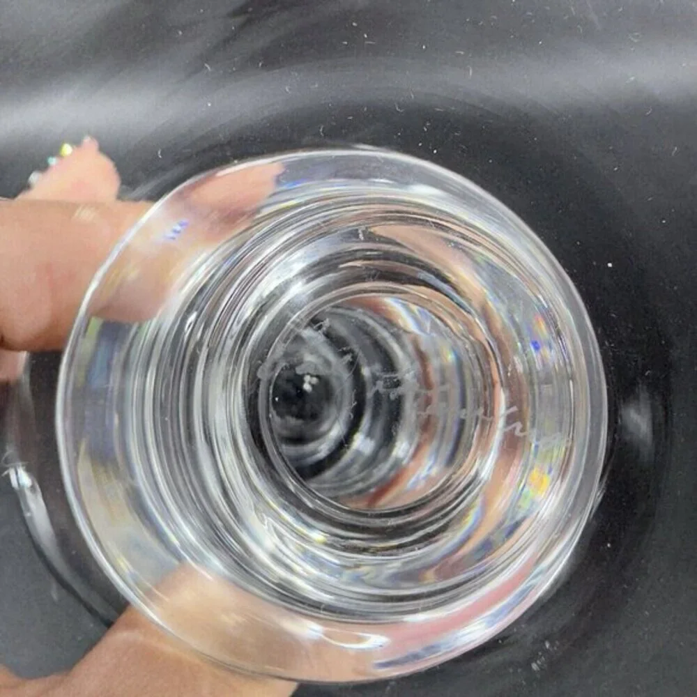1950s‎ Val Saint Lambert Clear Glass Candlestick Holder Votive Set 2 Signed VTG